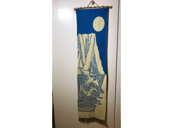 Reversible Blue & White Woven Wall Hanging From Norway