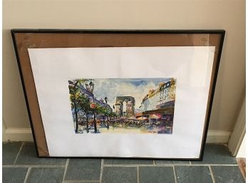 Framed Parisian Watercolor Signed Artwork
