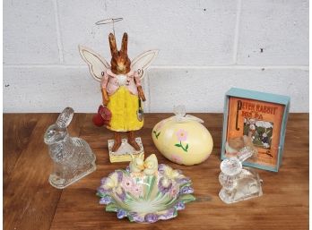 Easter Grouping - Peter Rabbit & His Ma Book Gift Set - Signed Angel Rabbit Figurine And More