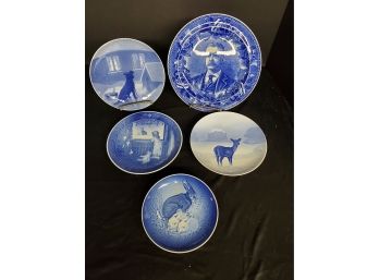 Vintage B&G, Royal Copenhagen Christmas Wall Plates & Wedgwood Teddy Roosevelt Plate