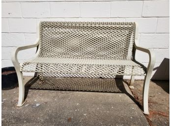 Large Vintage Beige Heavy Metal Coated Garden Yard Bench