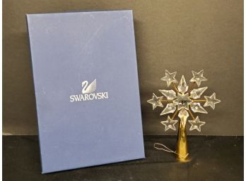 2004 Retired Swarovski Crystal Gold Christmas Tree Topper On Stand 6.25 Tall #1