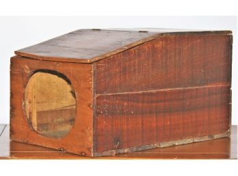 Vintage Handmade Oak Storage Bin With See Thru Glass Window