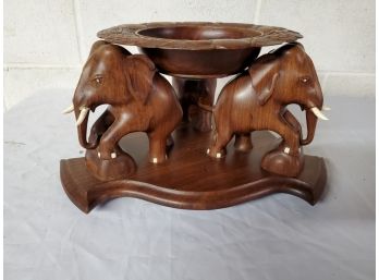 Incredible Two Piece Wooden Elephant Bowl 14'  9' Incredible Centerpiece Or Fruit Bowl