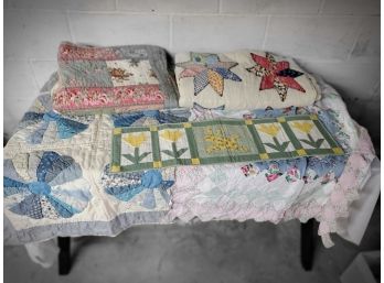 Vintage Country Sided  Patchwork Quilts, Tabletop & Runner Lot