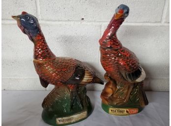 Two Limited Edition Wild Turkey Whiskey Bourbon Decanters