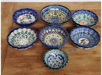 Unikat Boleslawiec Poland Hand Made Small Pottery Bowl Assortment