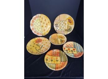 Six Ita Lica Ars Italian Floral Handmade Plate Assortment