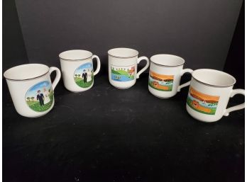 Five Villeroy Boch 3.5 Handled Porcelain Mugs - Design & Wedding Naif