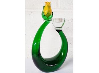 Pretty Hand Blown Glass Abstract Contemporary Styled Tulip Candle Holder