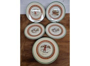 Five Vintage Villeroy Boch Festive Memories Winter Scenes 8.5 Porcelain Plates - Mixed Themes