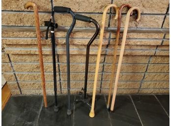 Seven Great Canes, Including Vintage Had Carved - Great Lot