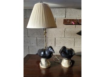 Oversized Ceramic Crow Blackbird Table Lamps - See Description