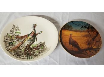 2 Wild Turkey Bourbon Plates, Game Birds And Fliers