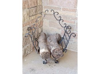 Vintage Scrolled Wrought Iron Small Log Holder