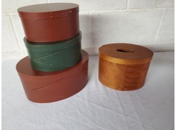 Lot Of Three Shaker Boxes, One Is A Tissue Box Great Color