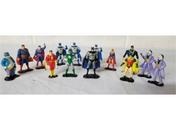 Fourteen DC 1990 Miniature 2'-2.5' SUPERHEROES Metal Figurines, Villains