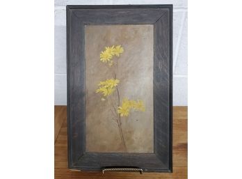 Pretty Vintage Framed Oil Painting On Board - Yellow Flower Springs