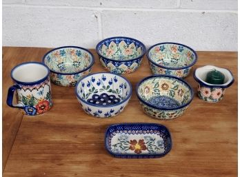 Assortment Of Unikat Boleslawiec Poland Hand Made Pottery