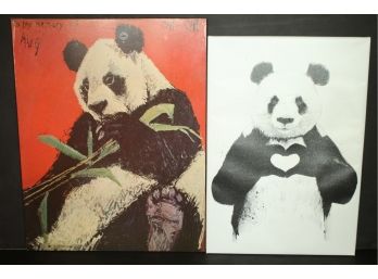 Set Of 2 Large Panda Love Prints