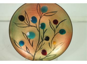 Beautiful Small Enamelled Dish Signed By Hillary