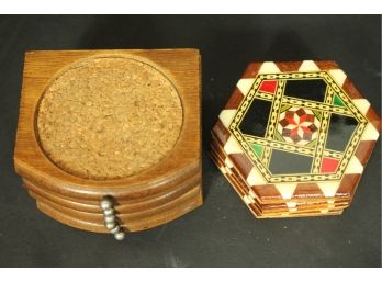 Great Pair Of 6  MID CENTURY MODERN Wooden Coasters