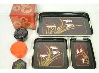 Nice Lot Of Japanese Boxes, Plateters, & Bowls