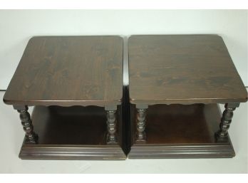 Pair Of Vintage Solid Wood Side Tables