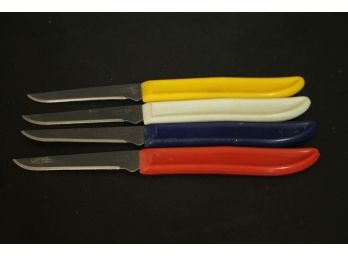 Great MID CENTURY MODERN Stainless Paring Knives With Colorful Primary Color Handles