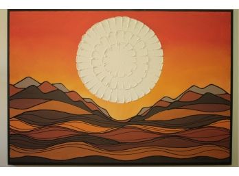 Cool Large Southwestern Style MID CENTURY MODERN Framed & Signed Painting