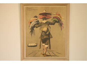 Fantastic Vintage MID CENTURY MODERN Framed 'PROLOGUE - VENDEUR DE CHAPEAUX ' By EUGENE BERMAN Print From 1939
