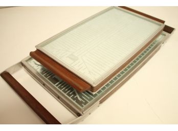 Set Of 2 MID CENTURY MODERN Vintage SALTON HOTRAY Trays With Teak Handles