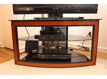 BellO Triple Play Universal Flat Panel Audio Video Cherry TV Stand