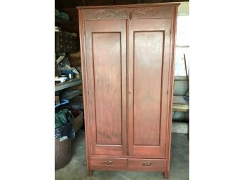 Vintage Free Standing Wardrobe Cedar Closet With Two Drawers