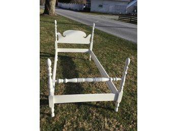 Vintage Twin Bed White Wood Frame