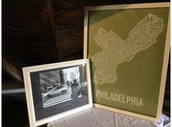 Vintage Philadelphia Picture Framed And Photo Of Downtown Philadelphia