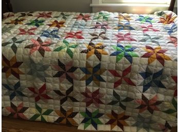 Antique Hand Sewn Beautiful Double Sided Quilt King Size