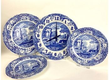 Spode China Clock And Matching Plates