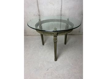 Round Glass Topped End Table