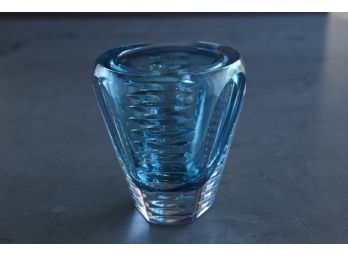 Scandinavian Design, Blue Glass Bowl With Ripple Design, 1960s