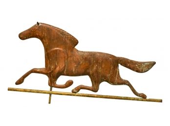 Antique Copper And Brass Running Horse Weathervane Topper