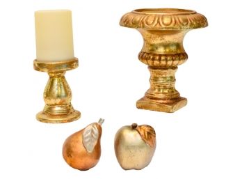 Gilt Candle And Fruit Tabletop Accessories