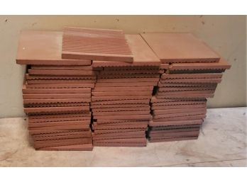 Lot Of 67 Natural Tone Clay Terracotta Red Tiles - Each Beautiful Earth Tone Tile Is 6' Square X 1/2' Thick.