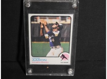 1973 Topps HOFer Hank Aaron Baseball Card In Screw Down