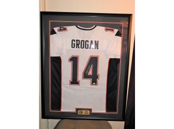 Signed New England Patriots QB Steve Grogan Football Jersey With COA 42 X 34