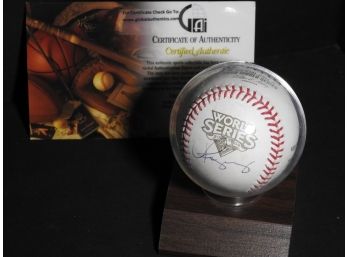 Signed NY Yankees Alex Rodriguez World Series Baseball In Case With COA