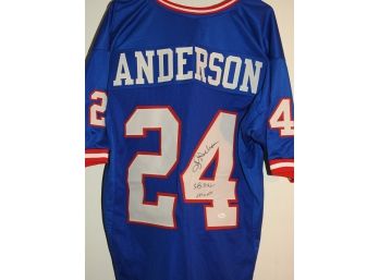 RARE Signer  Signed NY Giants Running Back Star Otis Anderson Football Jersey With COA