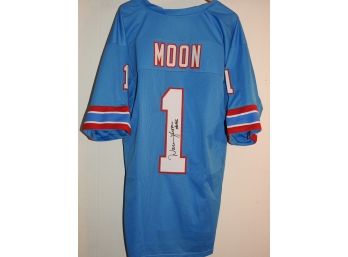 Signed HOFer Warren Moon Houston Oilers Football Jersey With COA