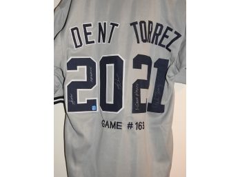 RARE RARE GAME 163 Signed Bucky Dent And Torrez Baseball Jersey Both On One Jersey