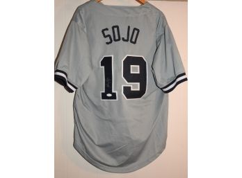 Rare Signer NY Yankees Pitching Star Luis Sojo Baseball Jersey With COA